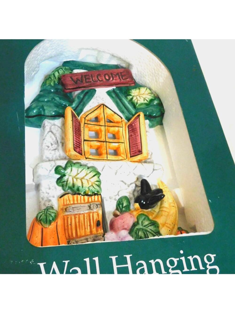 Harvest Welcome Ceramic House Wall Hanging Autumn Pumpkin & Cornucopia Plaque